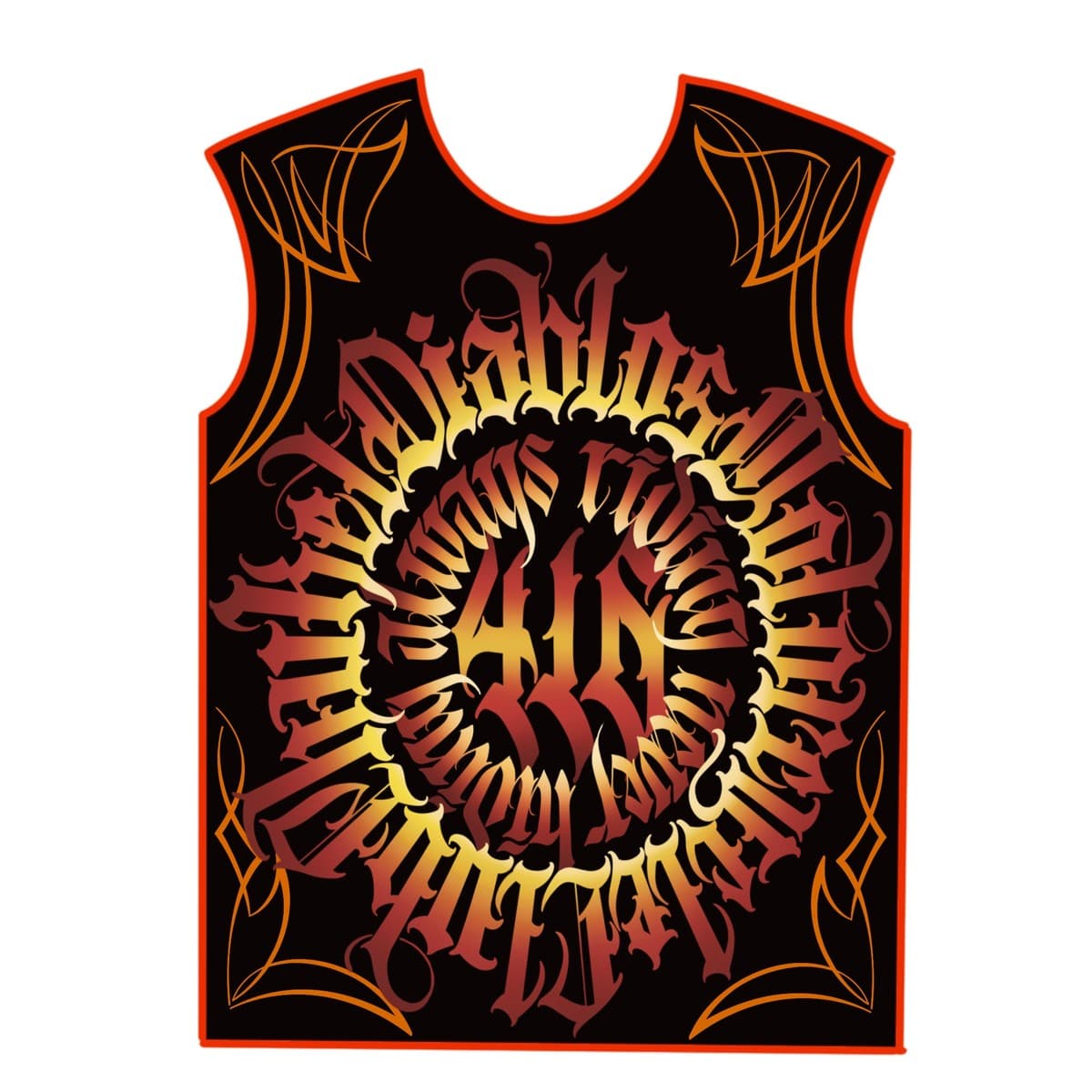 Custom calligraphy vest with ornate lettering