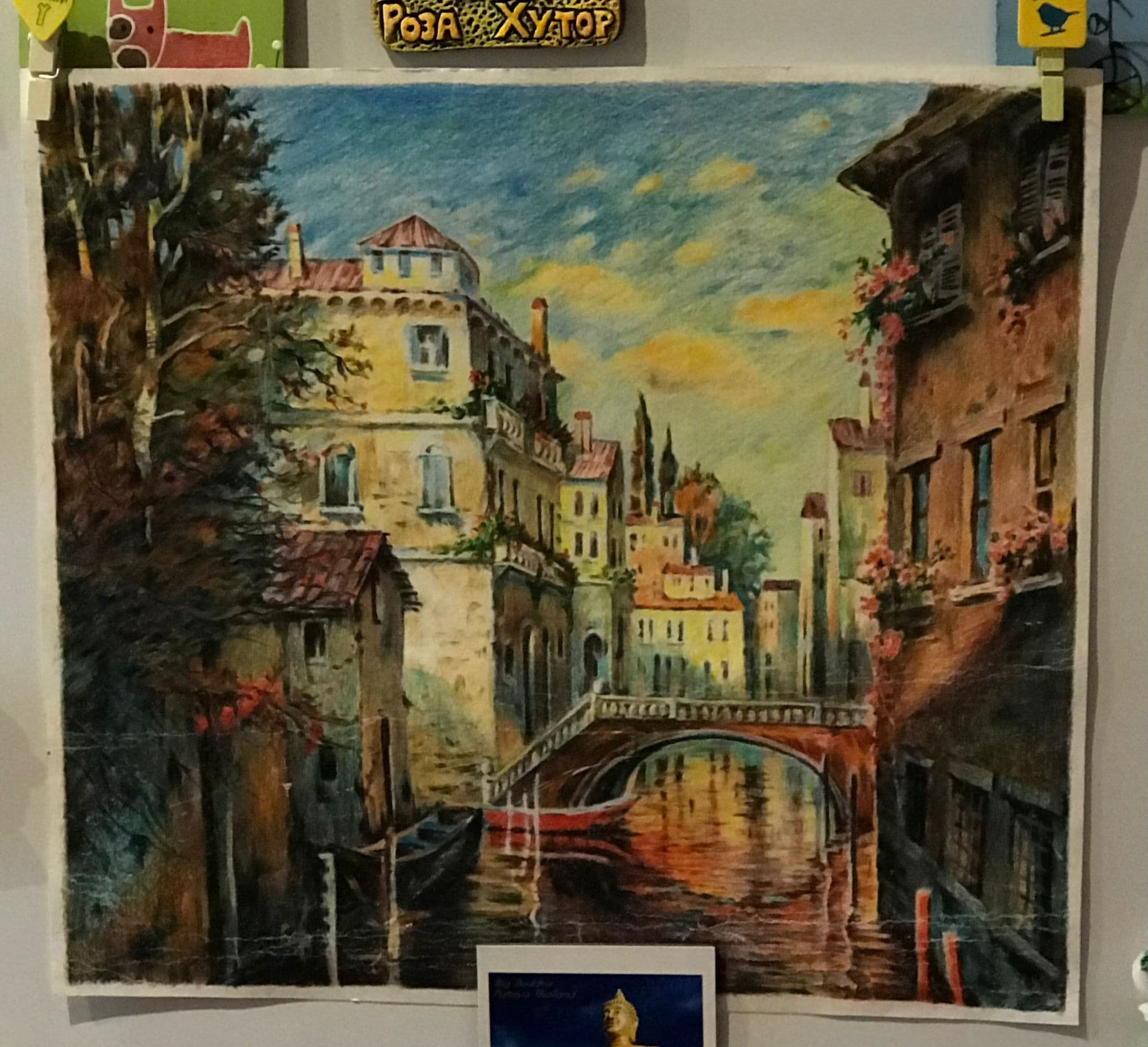 Venice canal oil painting mural